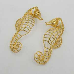 Gold-plated drop earrings sea horse