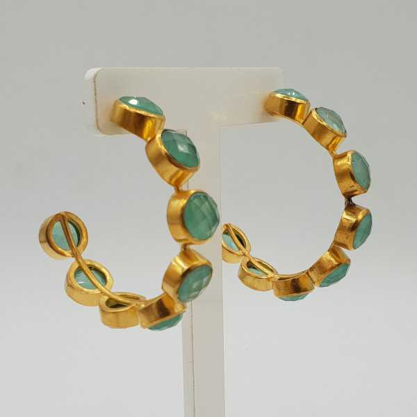 Gold-plated creole with aqua Chalcedony