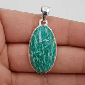 Silver pendant with small oval-shaped Amazonite