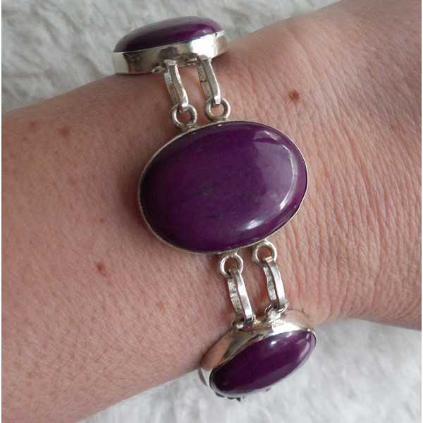 Silver bracelet set with purple Turquoise 
