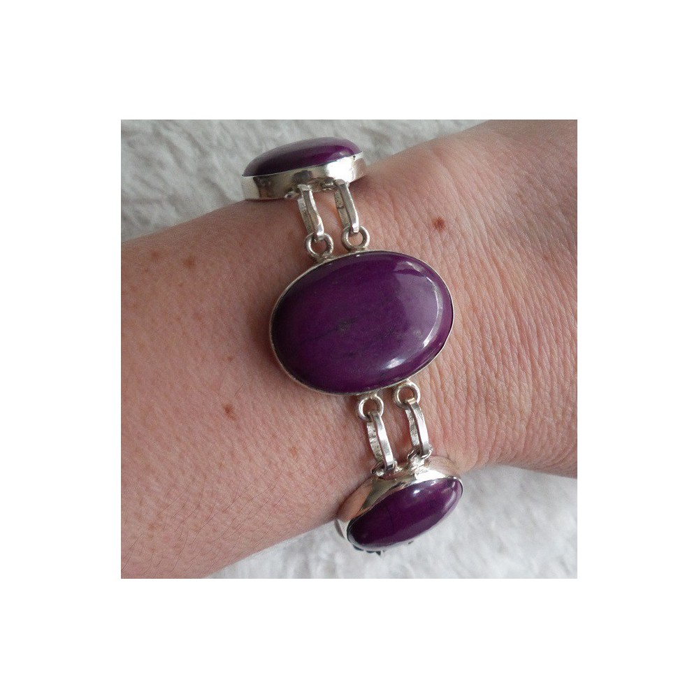 Silver bracelet set with purple Turquoise 