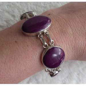Zilveren armband gezet met paars Turkoois 