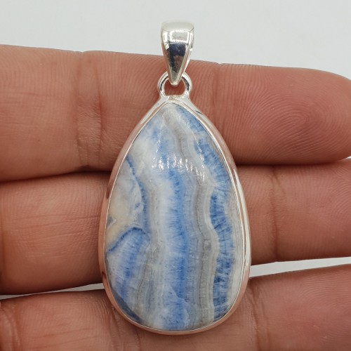 Zilveren edelsteen hanger met druppelvormige Scheeliet