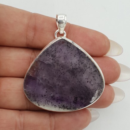 Zilveren hanger gezet met brede druppelvormige Auraliet