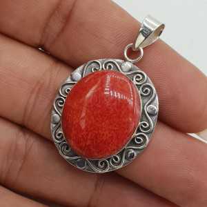 925 Sterling silver heart pendant with a Coral, in any setting