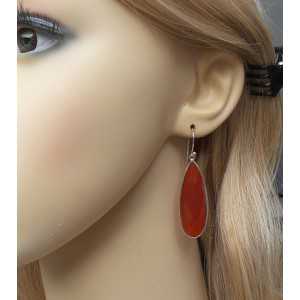 Silver earrings with small Carnelian briolet
