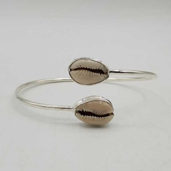 Silver bracelet / bangle set with a Cowrie shell