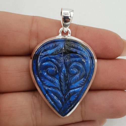 Zilveren hanger met uitgesneden Labradoriet