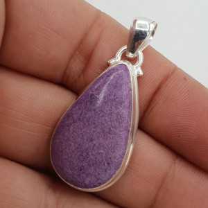 Silver pendant, set with oval cabochon Purpuriet