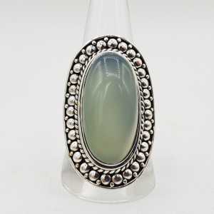 Zilveren ring gezet met ovale aqua Chalcedoon