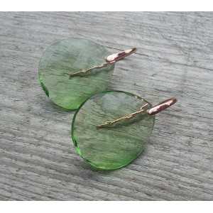 Gold plated earrings with large Peridot Quartz briolet 