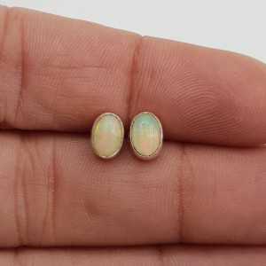 Silber oorknopjes set mit äthiopischen Opal
