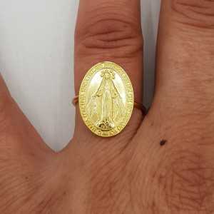 Goud vergulde ring met Maria verstelbaar