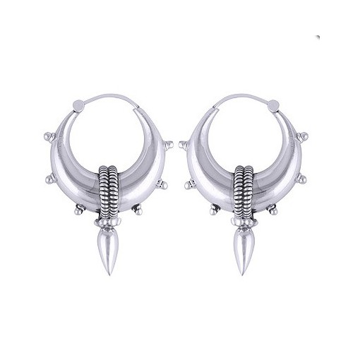 Zilveren Spike creolen big