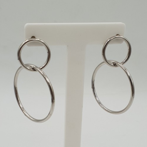 925 Sterling zilveren dubbele ring oorbellen