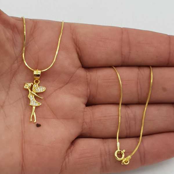 Gold-plated earrings with eleven heart pendant set with Cz