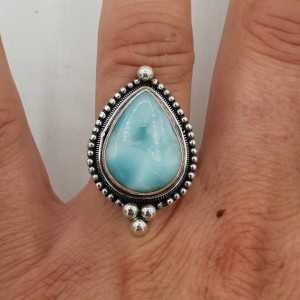 925 Sterling silver ring with Larimar 16.5 mm