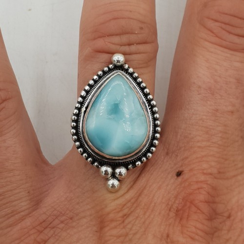 925 Sterling zilveren ring met Larimar 16.5 mm