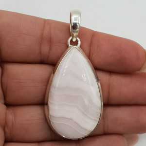 925 Sterling silver pendant made with teardrop shaped pink Aragonite