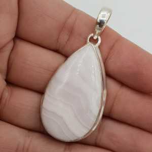 925 Sterling silver pendant made with teardrop shaped pink Aragonite