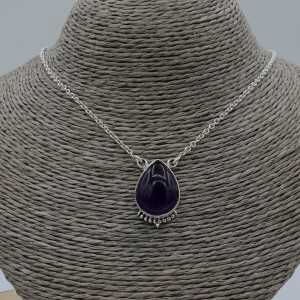 925 Sterling silver earrings with teardrop Amethyst pendant
