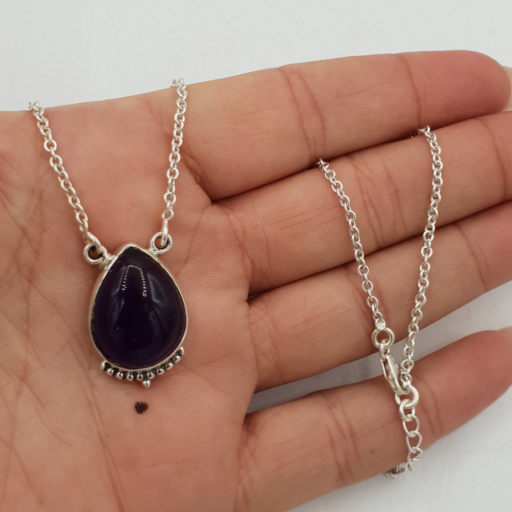 925 Sterling silver earrings with teardrop Amethyst pendant