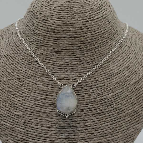 925 Sterling silver necklace with drop-shaped Moonstone pendant