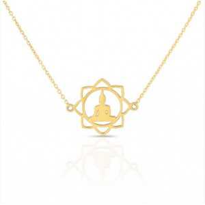 Gold-plated choker necklace with Buddha pendant