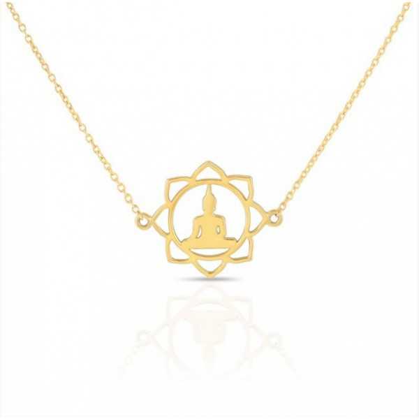 Vergoldete Collier-Halskette mit Buddha-Anhänger