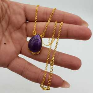Gold plated necklace with drop-shaped Amethyst pendant