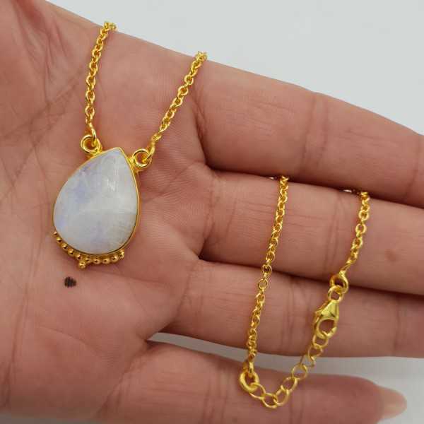 Gold plated necklace with drop-shaped Moonstone pendant