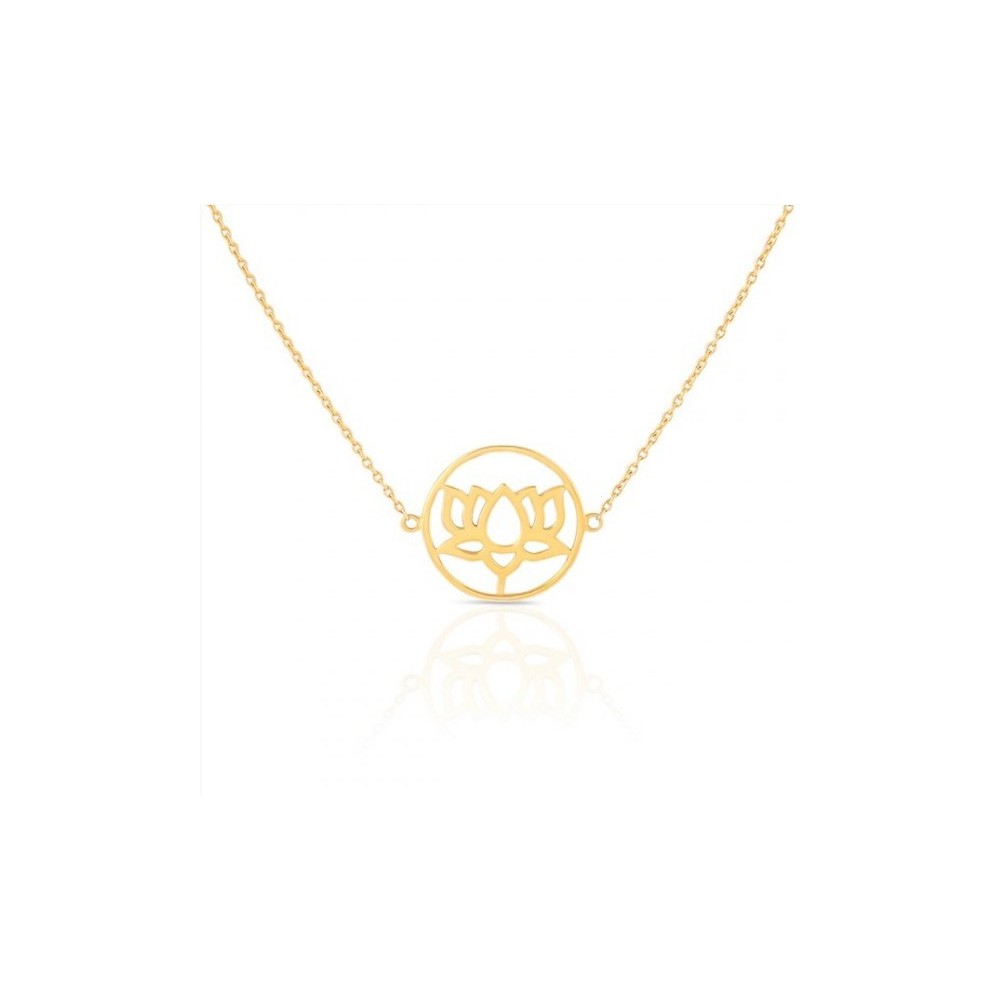 Gold-plated choker necklace with lotus pendant