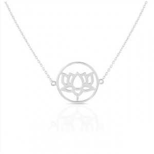 925 Sterling Silber choker Halskette mit lotus Anhänger