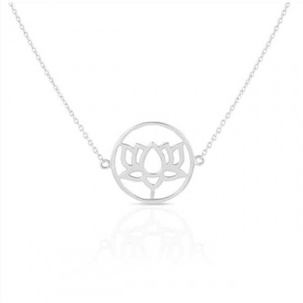 925 Sterling silver choker necklace with lotus pendant
