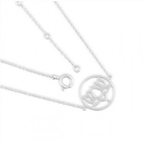 925 Sterling silver choker necklace with lotus pendant