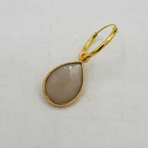 Gold plated single pendant drop-shaped gray Chalcedony