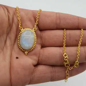 Gold-plated necklace with an oval Moonstone pendant