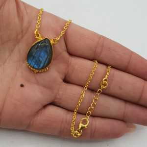 Gold plated necklace with drop-shaped Labradorite pendant