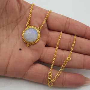 Gold-plated necklace with a round Moonstone pendant