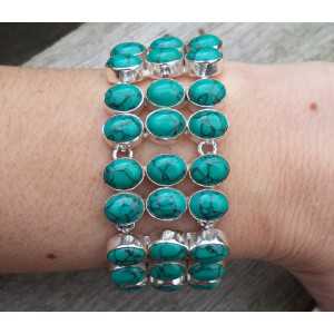 Silver bracelet set with Tibetan Turquoise 