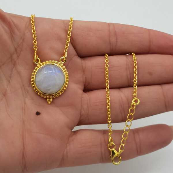 Gold-plated necklace with a round Moonstone pendant