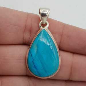 Silver pendant made with teardrop Peruvian Opal