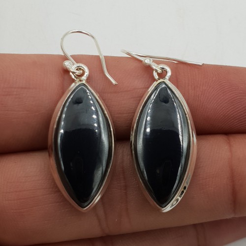 Zilveren oorbellen met marquise Hematiet