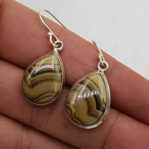 Silver drop earrings with a teardrop-shaped crystal Schalenblende