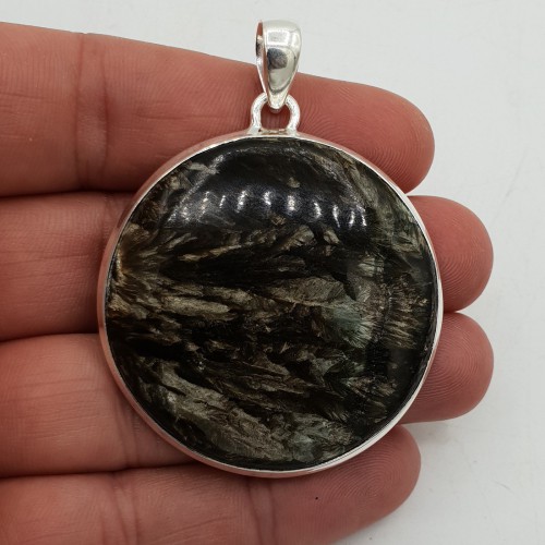 Zilveren hanger grote ronde gouden Seraphiniet