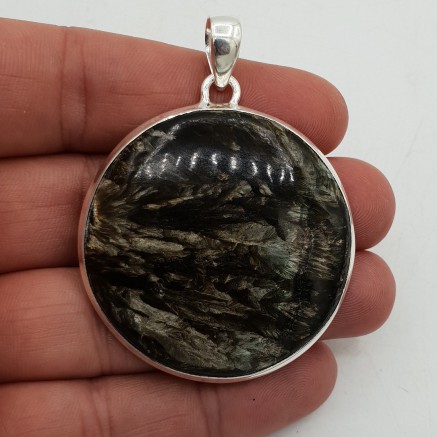 Zilveren hanger grote ronde gouden Seraphiniet