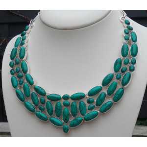 Silver necklace set with Tibetan Turquoise 