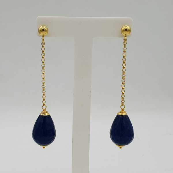 Earrings Sapphire blue Jade drop