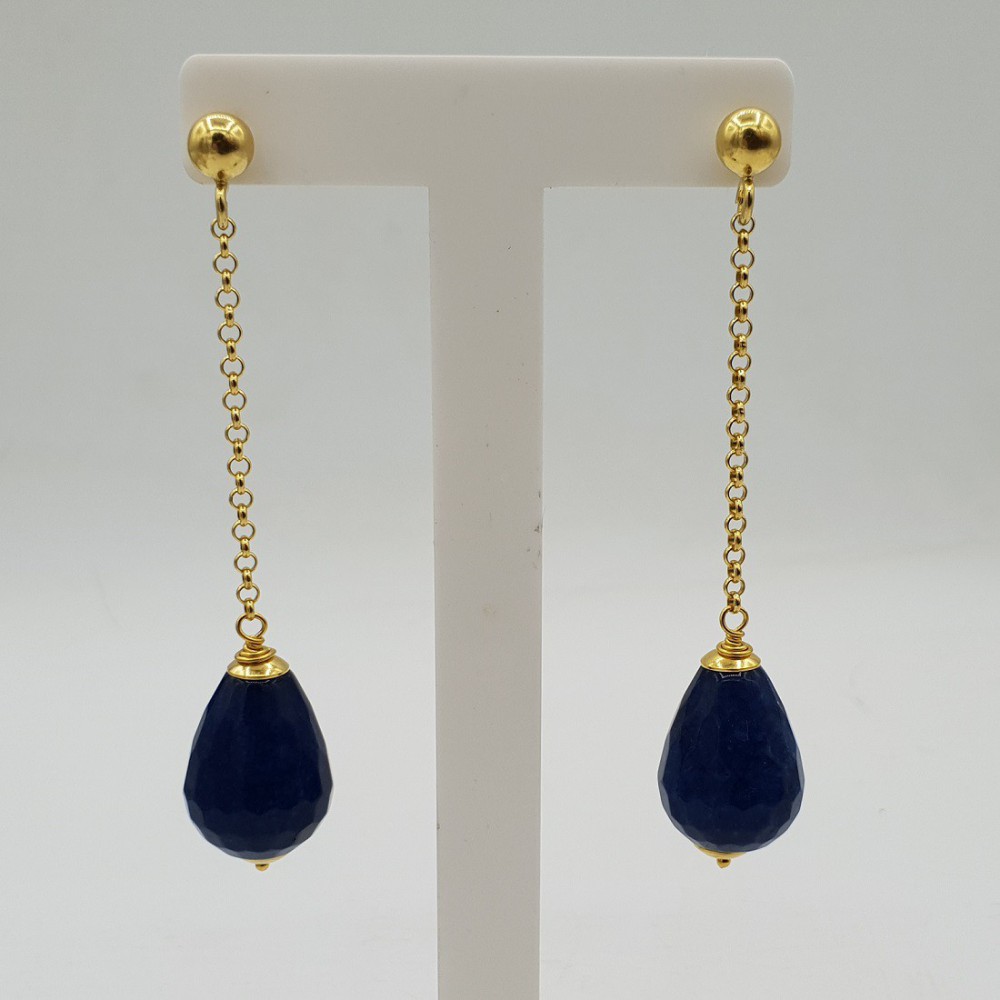 Earrings Sapphire blue Jade drop