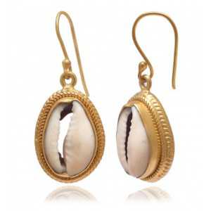Gold-plated Cowrie shell earrings